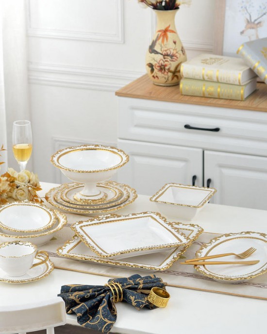 Entry-Luxury Gold European-Style Palace Ceramic Tableware Dinnerware Sets Rice Bowls Soup Bowls Fruit Bowls Afternoon Tea Entry-Luxury Gold European-Style Palace Ceramic Tableware Dinnerware Sets Rice Bowls Soup Bowls Fruit Bowls Afternoon Tea