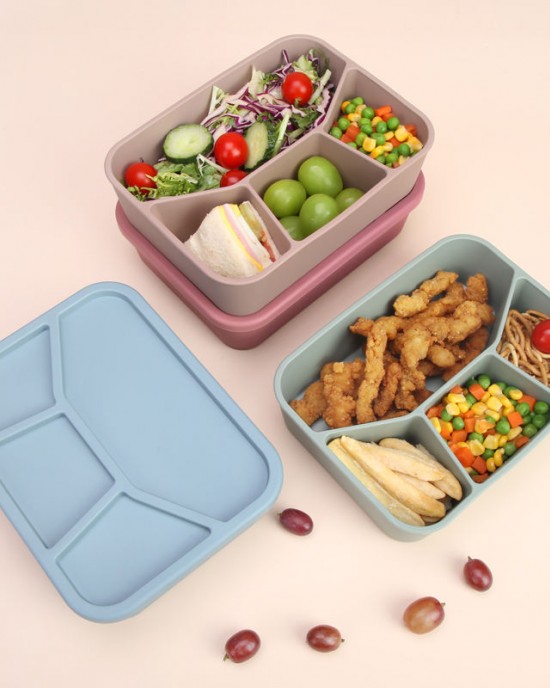 Eco Friendly Portable Big Capacity Lunch Box Container Silicone Bento 4 Compartment Lunch Box For Adult Offices Eco Friendly Portable Big Capacity Lunch Box Container Silicone Bento 4 Compartment Lunch Box For Adult Offices
