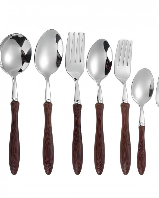 Silverware 304 Stainless Steel Knife Spoon and Forks Flatware Party Wooden Handle Silver Cutlery Sets Silverware 304 Stainless Steel Knife Spoon and Forks Flatware Party Wooden Handle Silver Cutlery Sets