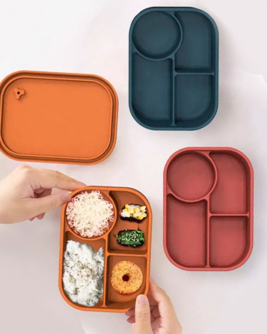 ECO Friendly Portable Click To Go Silicone Bento Office Lunch Box Set With Compartment For Kids Children's Adult ECO Friendly Portable Click To Go Silicone Bento Office Lunch Box Set With Compartment For Kids Children's Adult
