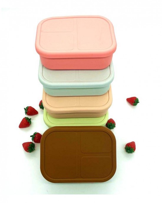 New Design Reusable 3 Compartments Kids Lunch Container Durable and Leakproof Silicone Bento Box with Lid New Design Reusable 3 Compartments Kids Lunch Container Durable and Leakproof Silicone Bento Box with Lid