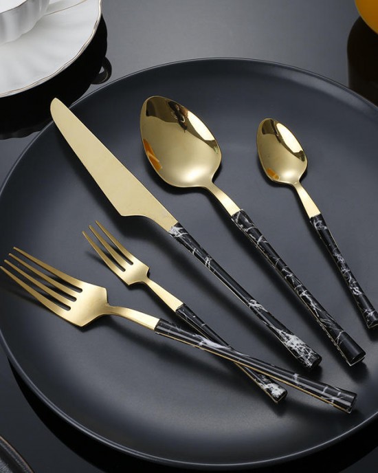 Small Waist Plastic Handle Stainless Steel Knife Fork Spoon Tableware Set Household Dessert Fork And Spoon Silverware Cutleryset Small Waist Plastic Handle Stainless Steel Knife Fork Spoon Tableware Set Household Dessert Fork And Spoon Silverware Cutleryset