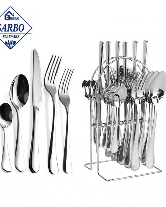 18/10 Silverware Set Sector Design Factory Cheap Stainless Steel 24 Pieces Flatware Set Durable Cutlery Knife Fork with Rack 18/10 Silverware Set Sector Design Factory Cheap Stainless Steel 24 Pieces Flatware Set Durable Cutlery Knife Fork with Rack