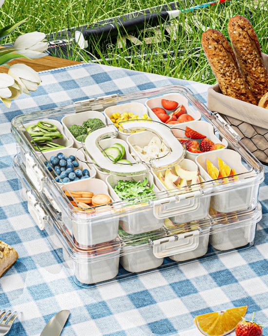 Divided Serving Tray With Lids And Handle, 8 Compartments, Snack Box, Food Storage Container Set With Lid Divided Serving Tray With Lids And Handle, 8 Compartments, Snack Box, Food Storage Container Set With Lid