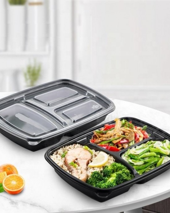 Factory Stock Plastic Reusable Bento Lunch Box Custom Meal Storage Disposable Fast 3 Compartment Food Container with Lid Factory Stock Plastic Reusable Bento Lunch Box Custom Meal Storage Disposable Fast 3 Compartment Food Container with Lid