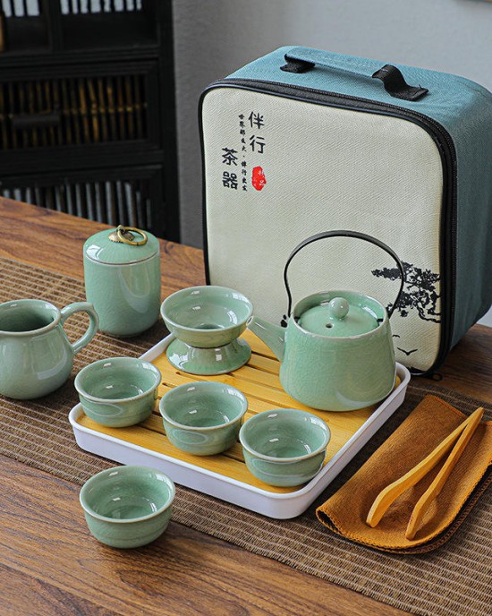Custom Logo Portable Ceramic Teaware Set with Bag Teapot Travel Teaware, Gaiwan Tea Cups of Tea Ceremony Chinese Kung Fu Tea Set Custom Logo Portable Ceramic Teaware Set with Bag Teapot Travel Teaware, Gaiwan Tea Cups of Tea Ceremony Chinese Kung Fu Tea Set
