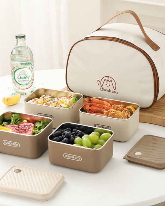 Portable Stainless Steel Lunch Box Set with Insulated Bag and Cutlery Set for Children Kids Meal Prep togo Lunch Container Portable Stainless Steel Lunch Box Set with Insulated Bag and Cutlery Set for Children Kids Meal Prep togo Lunch Container