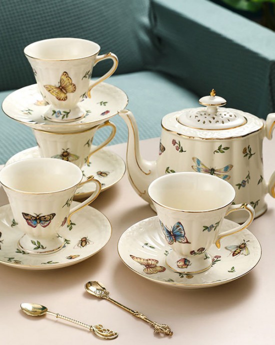 Personality design ceramic tea cup set vintage porcelain teapot luxury turkish ceramic tea set for afternoon Personality design ceramic tea cup set vintage porcelain teapot luxury turkish ceramic tea set for afternoon