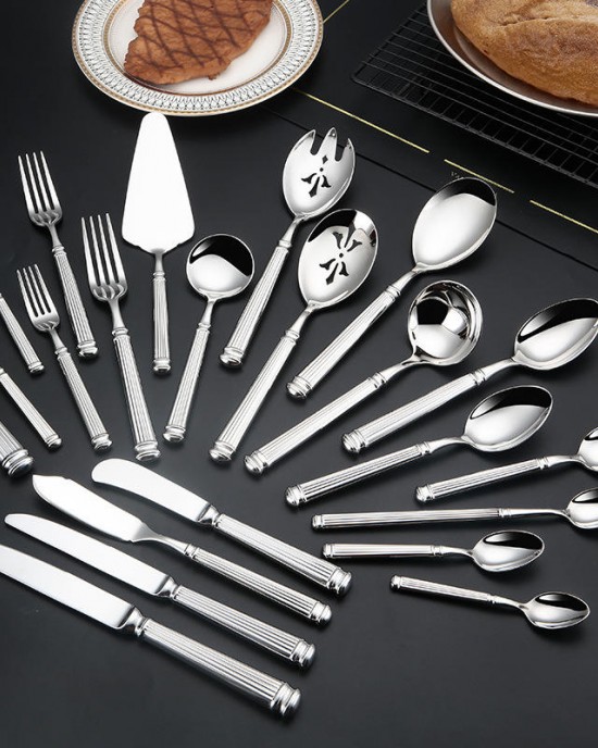 Stainless Steel 304 Elegant Flatware Silver Metal Western Minimalist Dessert Spoon Fork Vintage Knife Cutlery Sets for Presents Stainless Steel 304 Elegant Flatware Silver Metal Western Minimalist Dessert Spoon Fork Vintage Knife Cutlery Sets for Presents