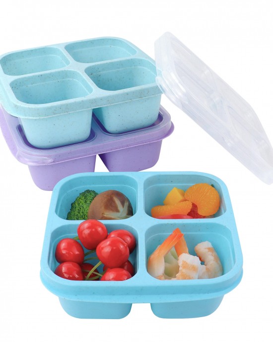 Yongli PBento Snack Boxes Lunchable Snack Containers Reusable 4-Compartment Food Containers Prep Lunch Containers for School Yongli PBento Snack Boxes Lunchable Snack Containers Reusable 4-Compartment Food Containers Prep Lunch Containers for School