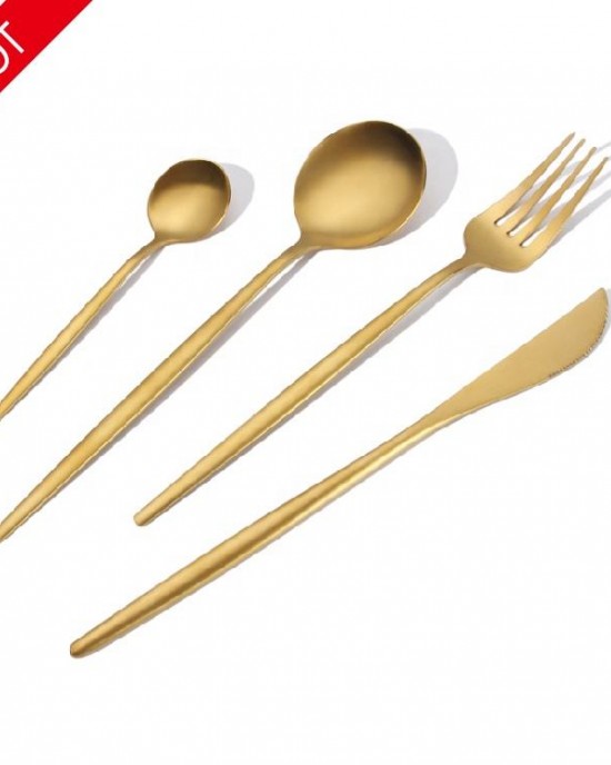 Nordic High Quality Stainless Steel Gold Flatware, Matte Gold Cuttlery Cutlery Set Spoon Fork Knife Nordic High Quality Stainless Steel Gold Flatware, Matte Gold Cuttlery Cutlery Set Spoon Fork Knife