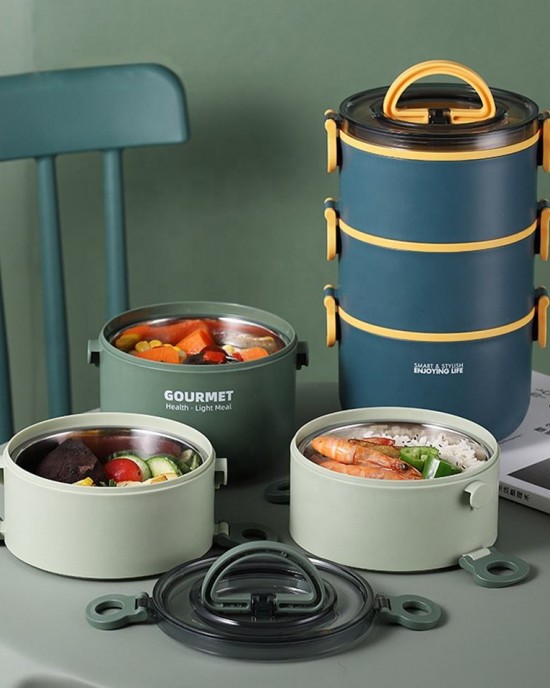 Best Selling 304 Ss Bento Insulated Lunch Box Multi-layer Thermal Lonchera Portable Round Tiffin Box Best Selling 304 Ss Bento Insulated Lunch Box Multi-layer Thermal Lonchera Portable Round Tiffin Box
