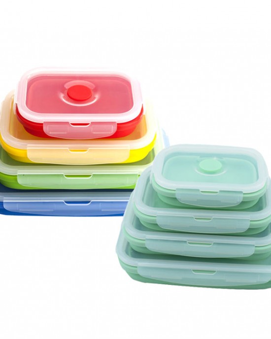 Kitchen Gadget Foldable Set Of 4 Collapsible Lunch Box Silicone Food Storage Container Bento Lunch Boxes With Lids Kitchen Gadget Foldable Set Of 4 Collapsible Lunch Box Silicone Food Storage Container Bento Lunch Boxes With Lids