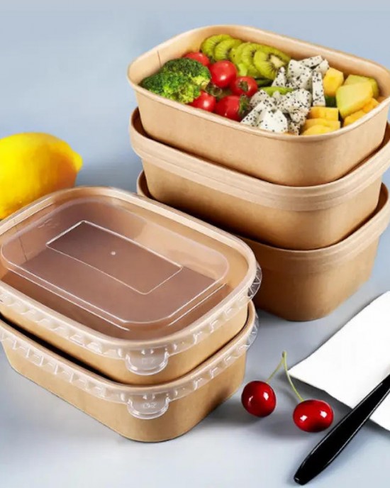 Disposable Kraft Paper Container Salad Fried Rice Takeout Rectangle Food Box Kraft Paper Lunch Bento Bowl Disposable Kraft Paper Container Salad Fried Rice Takeout Rectangle Food Box Kraft Paper Lunch Bento Bowl