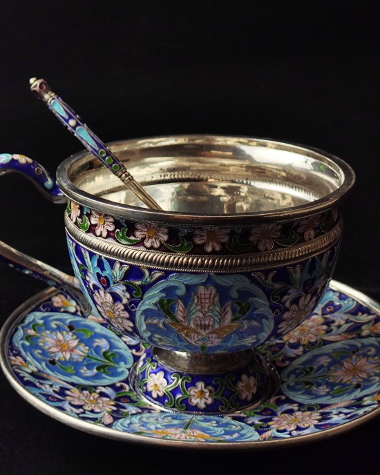 Selection Of Fine Handmade Sterling Silver Tea Set Russian Floral Pattern Elegant Filigree Enamel Hot Selling Coffee set Selection Of Fine Handmade Sterling Silver Tea Set Russian Floral Pattern Elegant Filigree Enamel Hot Selling Coffee set