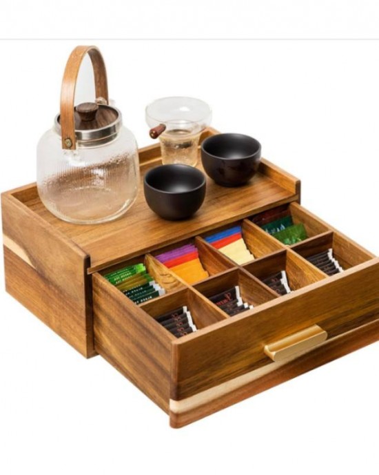 Holder Drawer Packaging Station Chest Display Wooden Caddy Acacia Wood Tea Bag Organizer Storage Tea Box Holder Drawer Packaging Station Chest Display Wooden Caddy Acacia Wood Tea Bag Organizer Storage Tea Box
