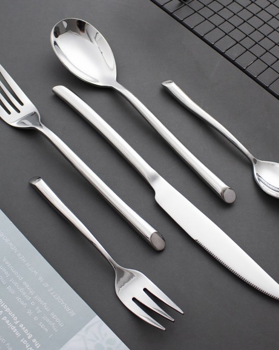 Minimalist Fork Spoon Knife Set Stainless Steel Restaurant Silverware Silver Flatware Sets for Giveaways Presents Minimalist Fork Spoon Knife Set Stainless Steel Restaurant Silverware Silver Flatware Sets for Giveaways Presents