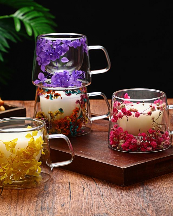 Cross-Border New High-Borosilicate Double-Layer Petal Flowing Sand Tea Cups Saucers Modern Coffee Glass Cup Cross-Border New High-Borosilicate Double-Layer Petal Flowing Sand Tea Cups Saucers Modern Coffee Glass Cup