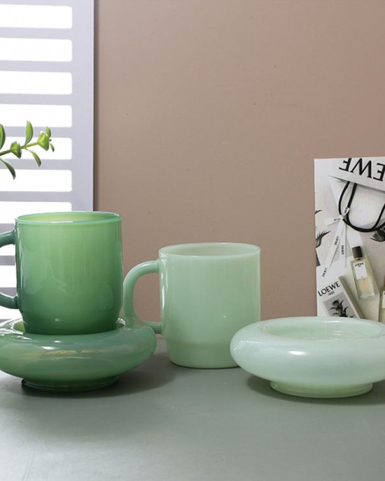 Vintage Jadeite Borosilicate Glass Drinking Cup glassware Green Jade Color Coffee Cup White Jade Glass Mug for Home Decoration Vintage Jadeite Borosilicate Glass Drinking Cup glassware Green Jade Color Coffee Cup White Jade Glass Mug for Home Decoration
