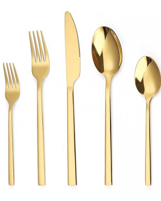 Bulk Gold Knife Fork Spoon Cutlery Set Stainless Steel Square Handle Flatware Silverware Set Bulk Gold Knife Fork Spoon Cutlery Set Stainless Steel Square Handle Flatware Silverware Set