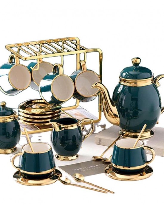 New European Small Luxury Gold Edge Coffee Cup and Plate Set Ceramic Household Afternoon Tea Set with Cup Holder New European Small Luxury Gold Edge Coffee Cup and Plate Set Ceramic Household Afternoon Tea Set with Cup Holder