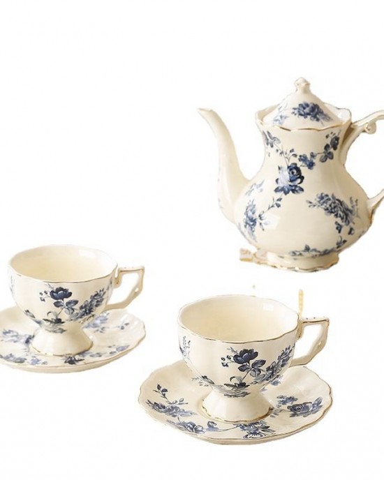 Madou French Retro Ceramic Flower Prints Cup And Saucer Set Elegant Tea Pot Set Restaurant Afternoon Tea Turkish Coffee Cup Madou French Retro Ceramic Flower Prints Cup And Saucer Set Elegant Tea Pot Set Restaurant Afternoon Tea Turkish Coffee Cup
