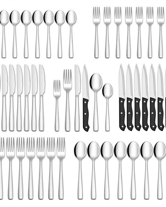Wholesale 36/48/72 Pieces Restaurant Silverware Forks Spoons Steak Knives Silver Flatware Stainless Steel Cutlery Set Wholesale 36/48/72 Pieces Restaurant Silverware Forks Spoons Steak Knives Silver Flatware Stainless Steel Cutlery Set