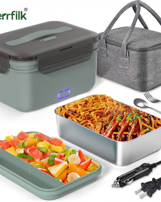 Herrfilk Multi Functional Heated Insulated Lunch Bento Box Portable BPA Free Plastic Food Warmer Container Electric Lunch Box Herrfilk Multi Functional Heated Insulated Lunch Bento Box Portable BPA Free Plastic Food Warmer Container Electric Lunch Box
