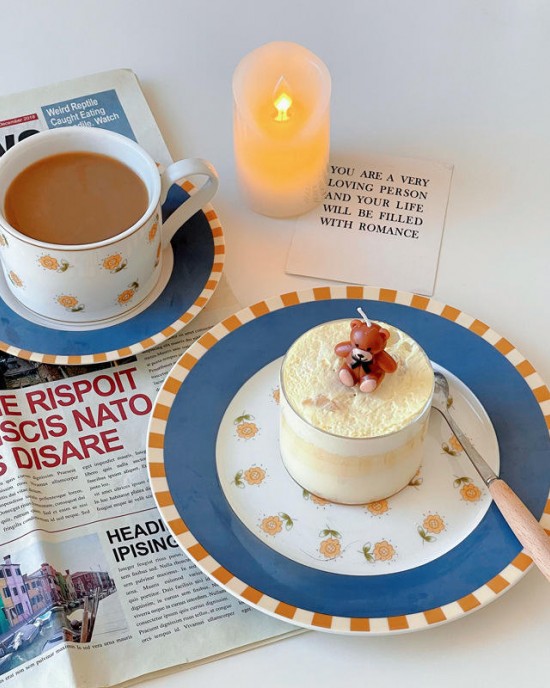 Daisy Cup Saucer Set Retro Wind Design Ceramic Porcelain Coffee Cup Dessert Plate Cute Style for Home Afternoon Tea Girl's Heart Daisy Cup Saucer Set Retro Wind Design Ceramic Porcelain Coffee Cup Dessert Plate Cute Style for Home Afternoon Tea Girl's Heart