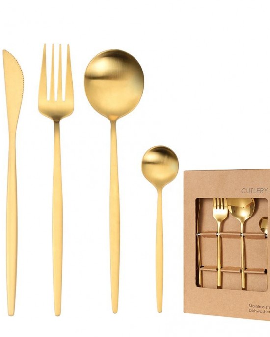 High Quality Stainless Steel 304 Gold Flatware, Matte Gold Spoon Fork Knife Cutlery Set High Quality Stainless Steel 304 Gold Flatware, Matte Gold Spoon Fork Knife Cutlery Set