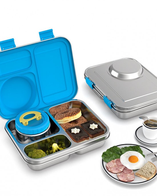 AOHEA Stainless Steel Lunch Box for Kids and Adult, 4 Compartments Bento Box for Kids, Lunch Containers with Thermos for School AOHEA Stainless Steel Lunch Box for Kids and Adult, 4 Compartments Bento Box for Kids, Lunch Containers with Thermos for School