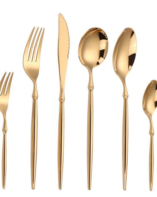 Ballet Shiny Gold Stainless Steel Flatware Golden Metal Dinner Knife And Fork And Spoon For Hotel And Restaurant Cutlery Ballet Shiny Gold Stainless Steel Flatware Golden Metal Dinner Knife And Fork And Spoon For Hotel And Restaurant Cutlery