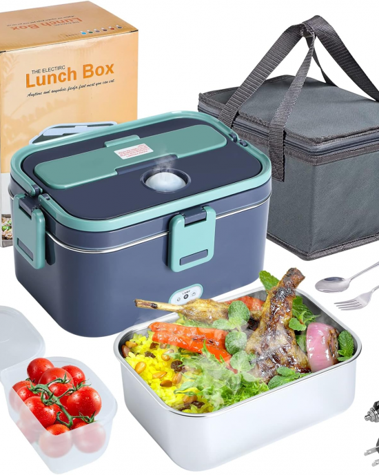 Electric Lunch Box 60W 12V 24V 110V Food Heated 1.8L Capacity Portable FoodJar for Car/Truck/Home Self Heating Box with 1.8L Electric Lunch Box 60W 12V 24V 110V Food Heated 1.8L Capacity Portable FoodJar for Car/Truck/Home Self Heating Box with 1.8L