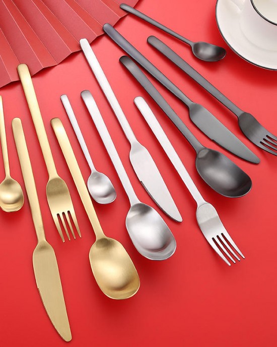 Stainless Steel Dinner Knife Fork and Spoon Tableware Set Matte Light Luxury Thickened Steak Knife 4-piece Cutlery Stainless Steel Dinner Knife Fork and Spoon Tableware Set Matte Light Luxury Thickened Steak Knife 4-piece Cutlery