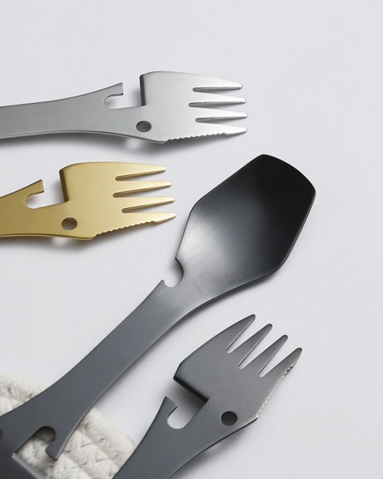 Stainless Steel Multi-functional One Knife Spoon Fork Outdoor Camping Portable Multi-purpose Corkscrew Fork Spoon Stainless Steel Multi-functional One Knife Spoon Fork Outdoor Camping Portable Multi-purpose Corkscrew Fork Spoon