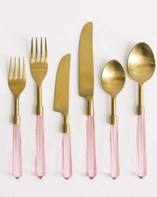 18/10 New Design 6 Pcs Gold PVD High Quality Stainless Steel Fork Knife and Spoon with Clear Plastic Handle Cutlery Set Wedding 18/10 New Design 6 Pcs Gold PVD High Quality Stainless Steel Fork Knife and Spoon with Clear Plastic Handle Cutlery Set Wedding